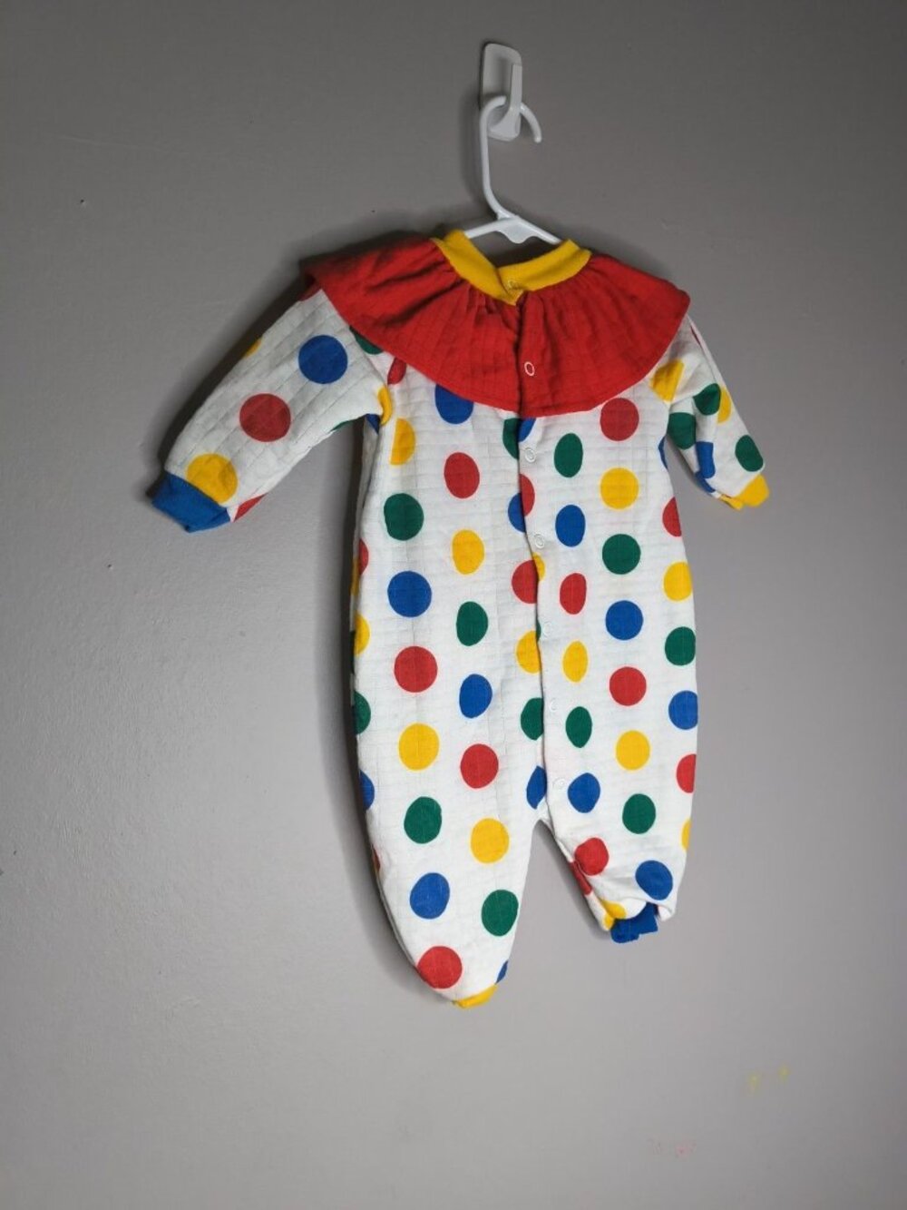 Vintage Small Steps Sleepwear Baby Clown Outfit Costume Polkadot Size 6-9 Months